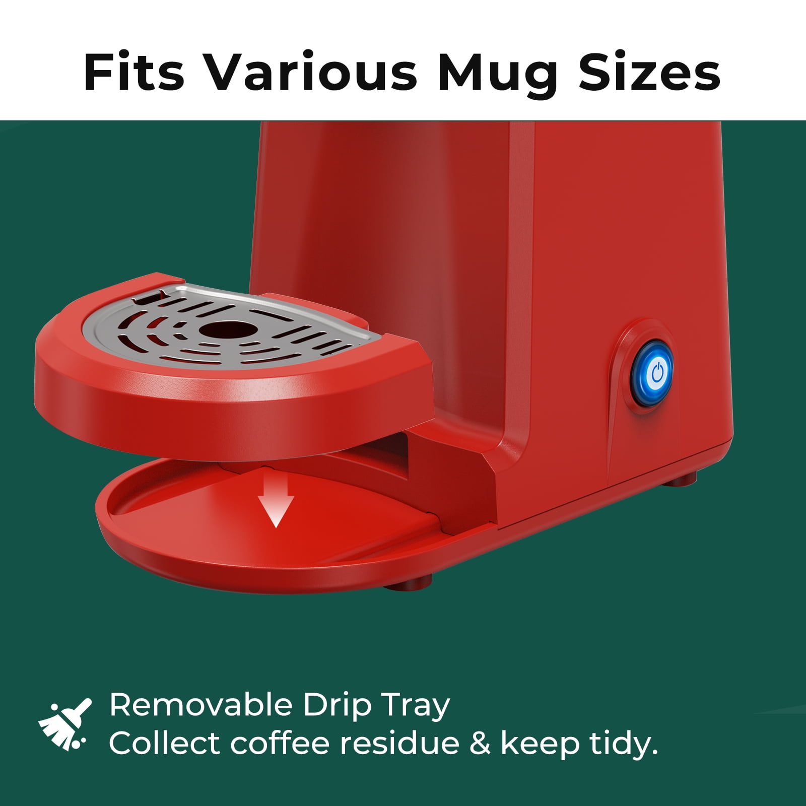 CHULUX Mini Single Serve Coffee Maker for K Pod & Ground Coffee,Travel One Cup Coffee Pot Machine, New