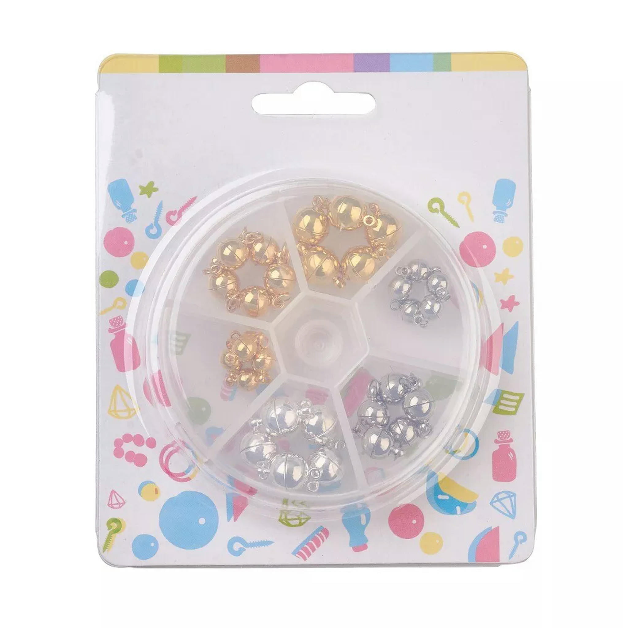 U8MO 30 Sets/Box Brass Ball Magnetic Clasps Smooth Closure Findings Platinum & Gold