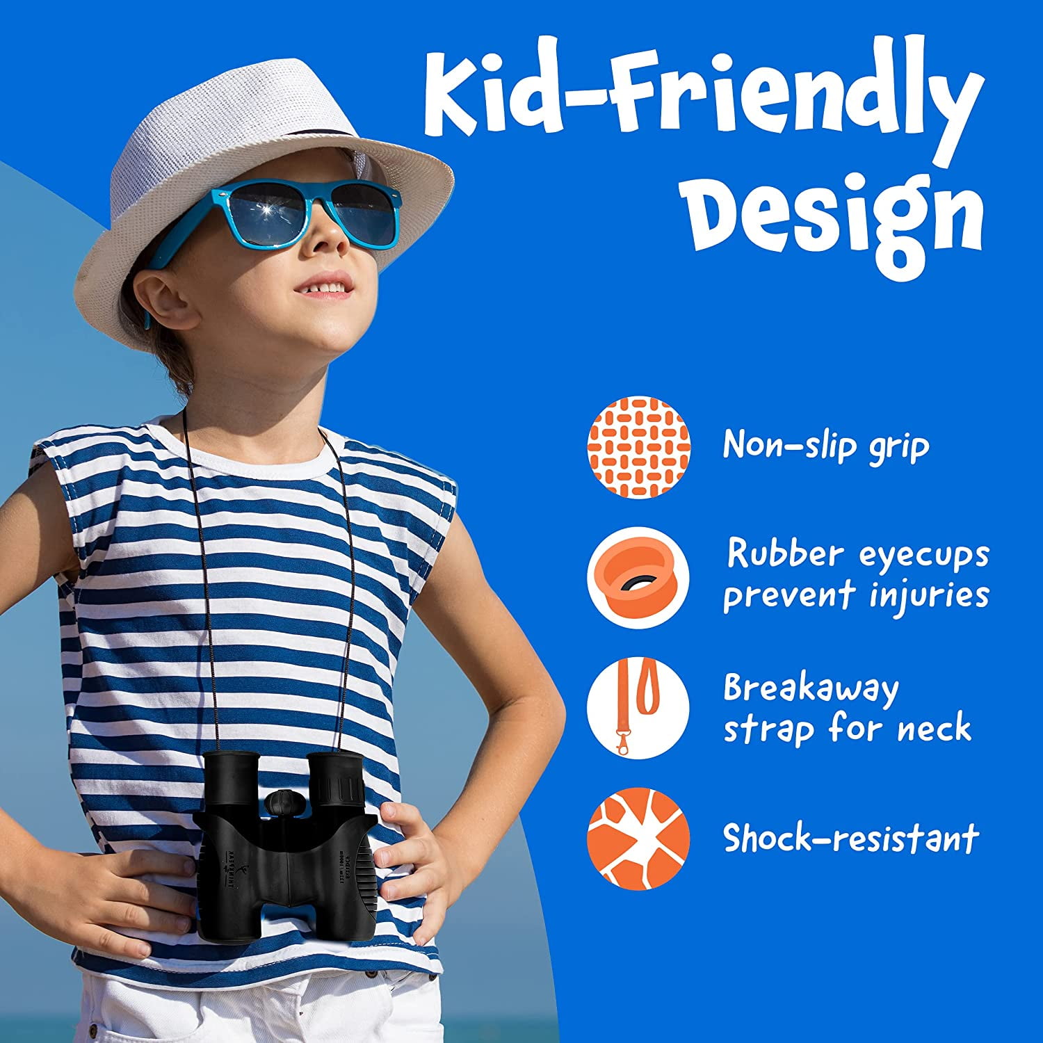 Think Peak Toys Binoculars for Kids High Resolution 8x21, Black