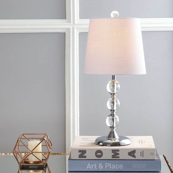 JONATHAN Y Hudson 20" Crystal Mini LED Table Lamp, Clear/ Chrome, JYL2026A