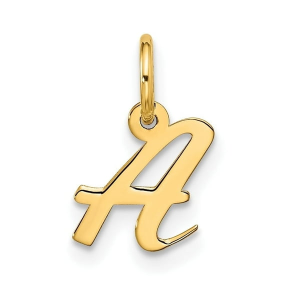 Diamond2Deal 10k Yellow Gold Script Initial A Charm Pendant for Women (L- 0.61 inch, W- 0.29 inch)