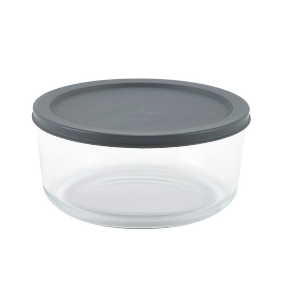 Mainstays Round Glass Food Storage Container with PE Lid 1.6 L