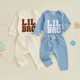 thumbnail image 4 of mgoYE Baby Boy Clothes Little Brother Ribbed Long Sleeve Romper Pants Set 0 3 6 9 12 18 Months 2Pcs Cute Infant Fall Winter Clothes, 4 of 8