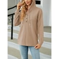 thumbnail image 6 of Cenuakty Women Autumn Solid Color Long Sleeve Button Hoodies Casual Hooded Sweatshirt  Loose Fit Pullover Tops, 6 of 8
