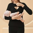 thumbnail image 2 of Annhoo Cotton Pregnant Shirts for Women Nursing Crew Neck Long Sleeve Warm Tops Maternity Layered Breastfeeding Clothes, 2 of 4