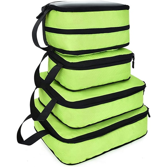 Compression Packing Cubes Set 4 Various Sizes Travel Luggage Packing Organizers Accessories Gift 4pcs Green