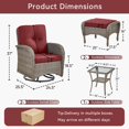 thumbnail image 7 of Unnifurnzi 5 Pieces Outdoor Wicker Patio Furniture Set-High Back Outdoor Rocking Chairs Set of 2 with Ottoman Patio Conversation Sets for Deck Lawn Porch Balcony Poolside-Gray/Red, 7 of 7