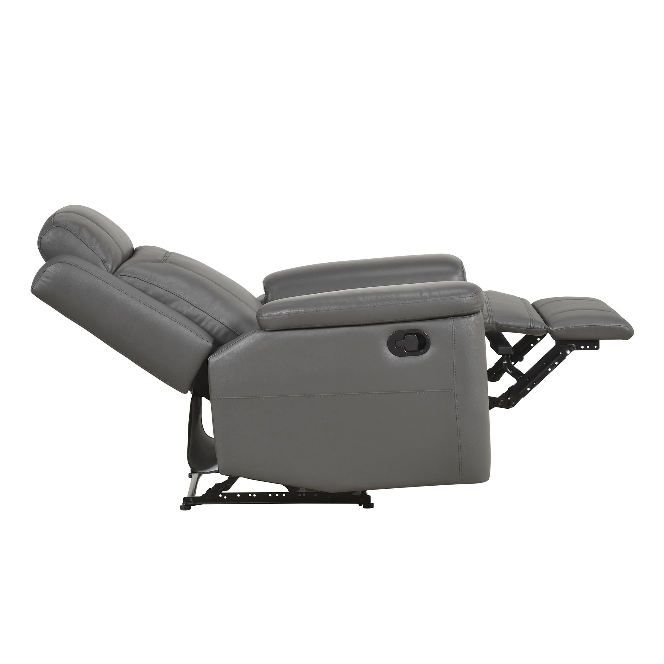 OakvillePark Livaro Leather Match Manual Reclining Chair, Dark Gray