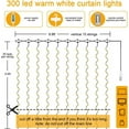 thumbnail image 2 of WWS-Fairy Curtain Lights,300 LED White Window Curtain String Light,8 Modes 9.8×9.8Ft Waterproof Curtain String Light USB Powered with Remote Control,Christmas String Lights for Indoor/Outdoor, 2 of 4