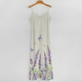 thumbnail image 5 of Lavender Flowers Sleeveless Suspender Dress Summer Fashion Casual Long Dress, 5 of 9