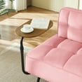 thumbnail image 5 of GZXS Upholstered Velvet Sofa Bench with Built-in Swivel Table, Tufted Backrest, Copper-Nail Accents, Modern Multi-Purpose Seat, 54"L x 24.8"W x 32.6"H, Pink, 5 of 10