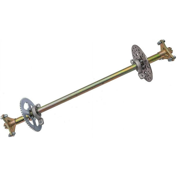 29" Rear Live Axle Kit with T8F Sprocket, Brake Disc, Pillow Block Bearings, 3 Stud Wheel Hubs Suitable for DIY Go Kart Quad, Drift Trike, Go Carts, ATV, Buggy Custom Builds