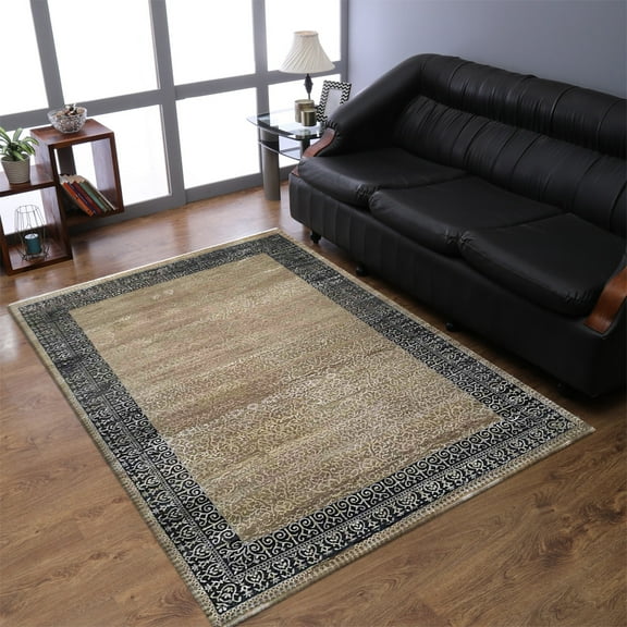 Rugsotic Carpets Hand Knotted Persian, Oriental Silk And Wool Area Rug, Cream,Gray, 6'x9'