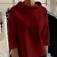 thumbnail image 2 of Timegard Womens Tops Half High Collar Long Sleeve Loose Fitting Shirts BlousesSolid Color Fall Fashion, 2 of 6