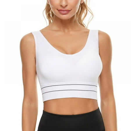 

Women s Back Closure Yoga Padded Crop Top O Neck Vest Style Sport Bra