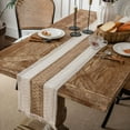 thumbnail image 2 of Bandera de mesa con costura de algodón y lino, borla tejida de dos colores, material natural, festival country americano, 2 of 6