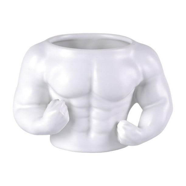 Taza de cerámica, taza de café con forma de músculo, taza de café decorativa de , contenedor de almacenamiento de escritorio para té, bebida Blanco
