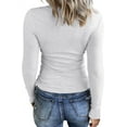 thumbnail image 2 of Women Casual Long Sleeve Tunic Tops V-Neck T Shirts Criss Cross Ribbed Casual Tee Slim Fitted Fall Blouse, 2 of 5