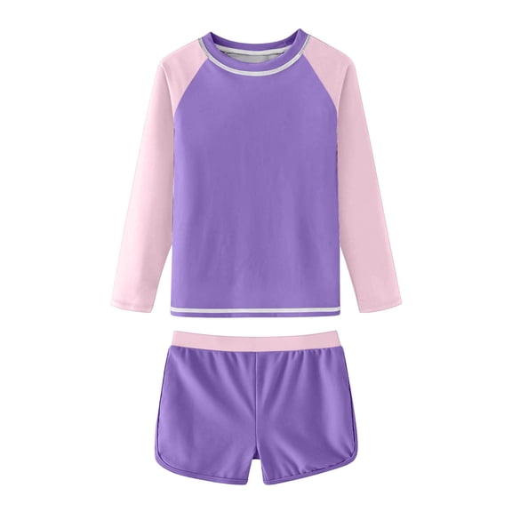 Hellosay Rash Guards for Girls Strecthy Long Sleeve Tankini Modest Bathing Suit Summer Holiday Swimsuit Size 12-16
