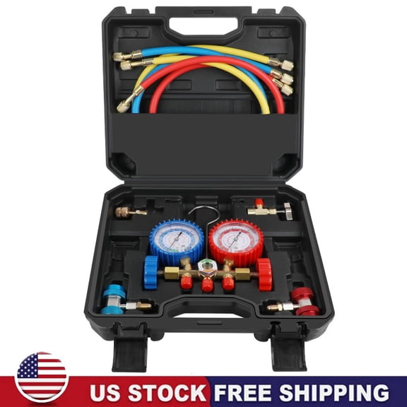 3 Ways Manifold Gauge Set for AC Refrigeration Charging Hose R134A R22 R12 R502