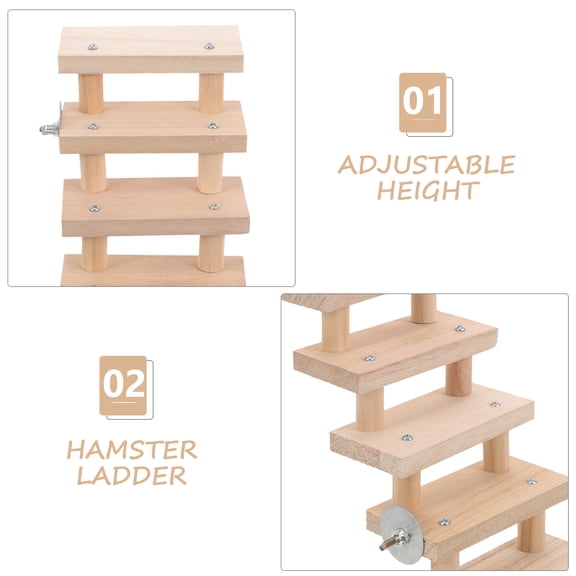 LOLIPPYY Natural Wood Pet Ladder for Small Pets Owners Indoor Play 1Set