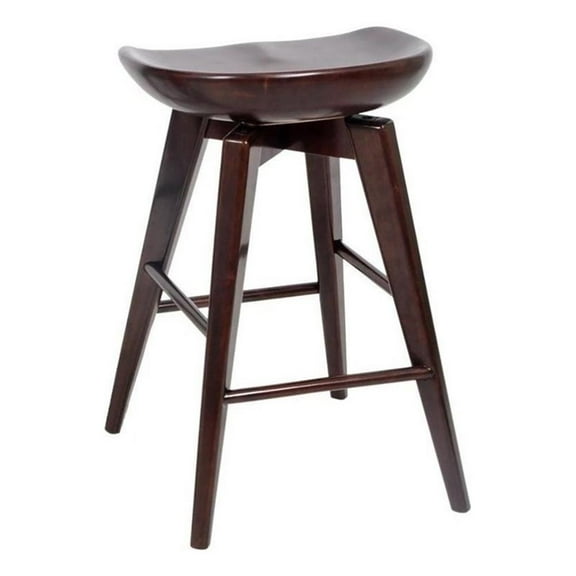 Bowery Hill Hardwood Cappuccino Counter Stool Contour Swivel 26.25" Unassembled