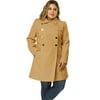 MODA NOVA Juniors Plus Size Turn Down Collar Double Breasted Long Overcoat Khaki 3X