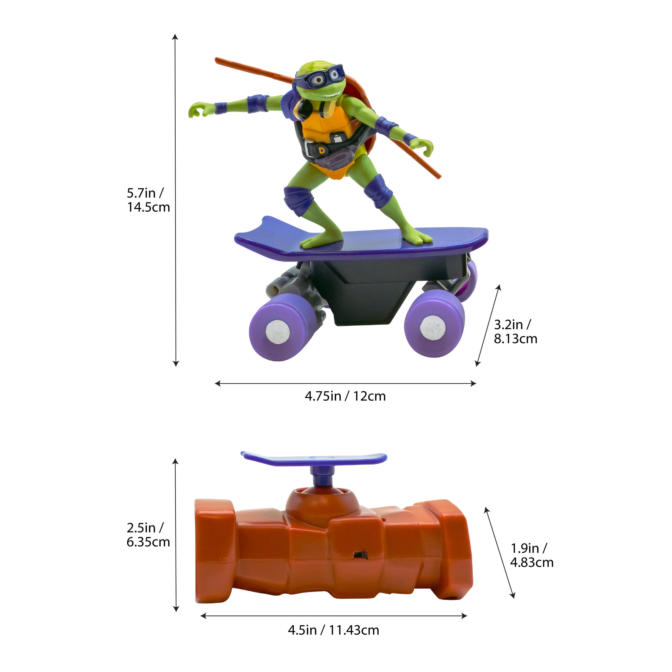 TMNT Donatello RC Skateboard Toy, Movie Edition with Half Pipe