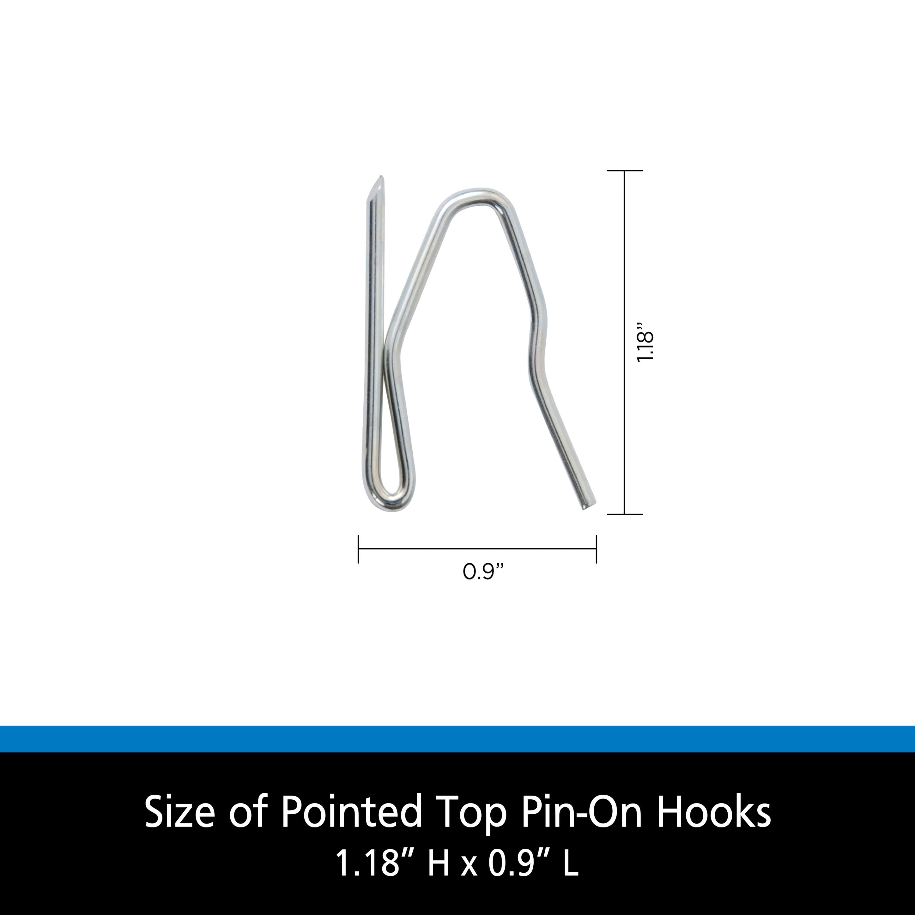Mainstays 14 Metal Pin-On Curtain Hooks, Silver Finish