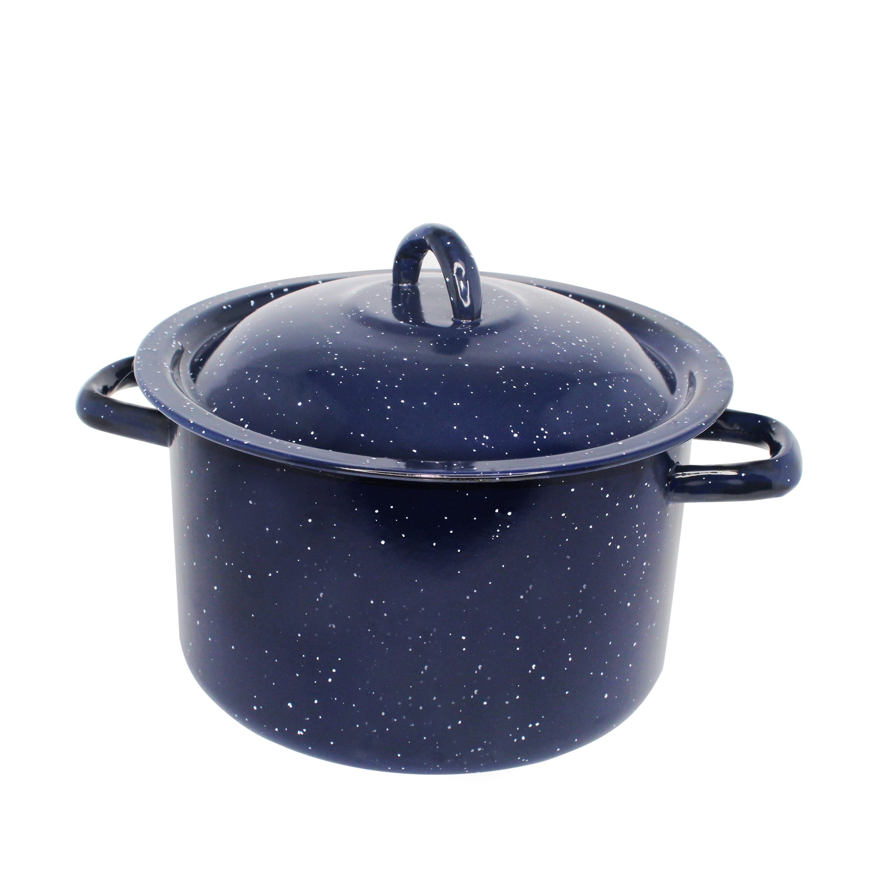 Imusa Blue Speckled Enamel Stock Pot 4 Quart, Blue