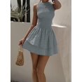 thumbnail image 3 of Red Gingham Sleeveless Ruched Mini Dress, Sweet French Style Summer Vacation Dress, 3 of 10