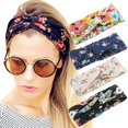 thumbnail image 1 of Pieces Diademas Mujer Diademas Boho Diademas Estampadas Florales Vintage Accesorios para Diadema Elástica con Nudo Cruzado, Talla Única, Rosa Blanco Azul Marino, 1 of 5