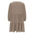 thumbnail image 5 of Dresses for Women Casual Women's Casual Solid Color Round Neck Dress on Clearance Khaki, 2XL, 5 of 6
