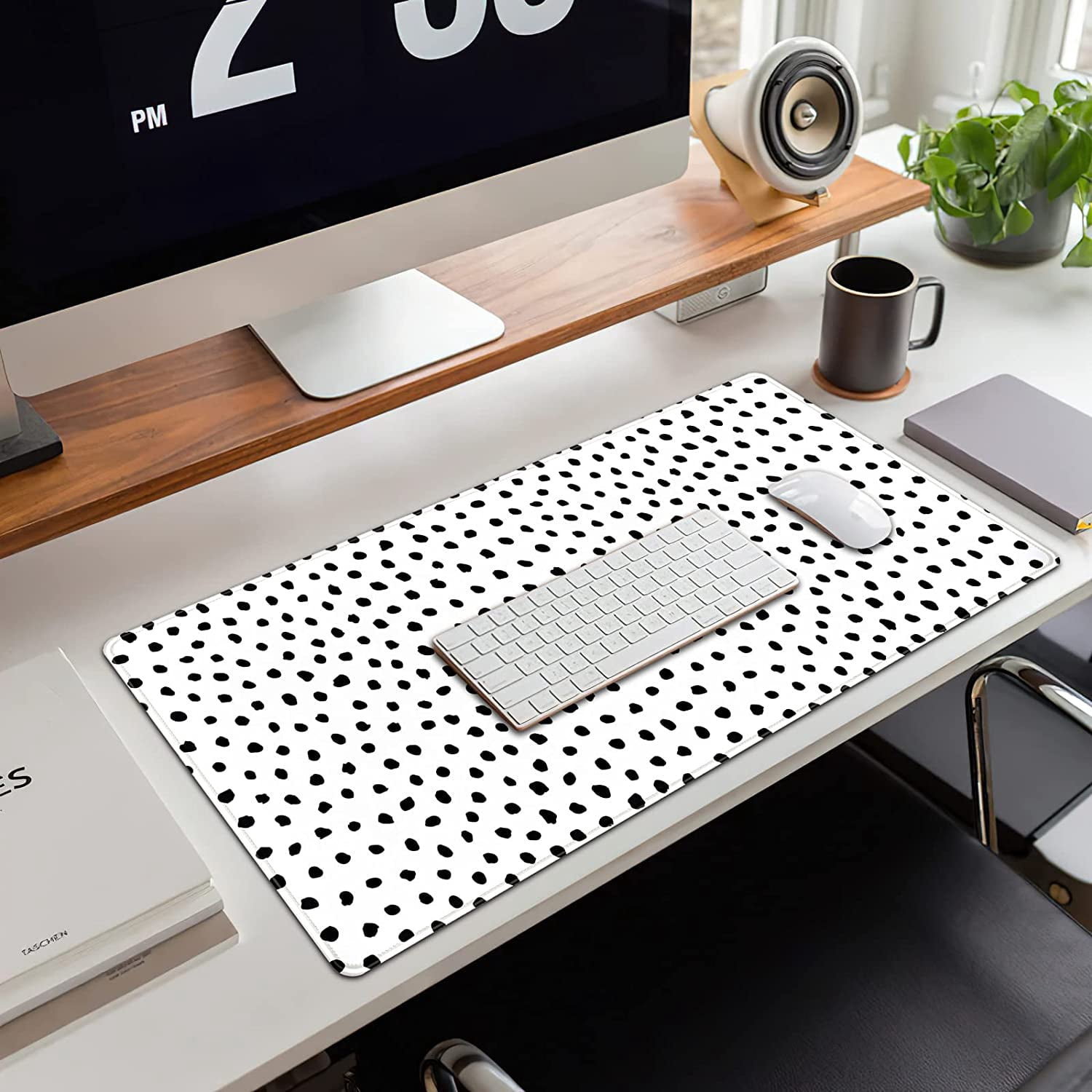 Boho Desk Mat, Polka Dot Large Mouse Pad Desk Pad Boho Desk Accessories for Women Office Decor, XXL Mousepad Long Laptop Keyboard Mouse Mat 31.5''''X15.7'''' Non-Slip Rubber Base with Stitched Edges