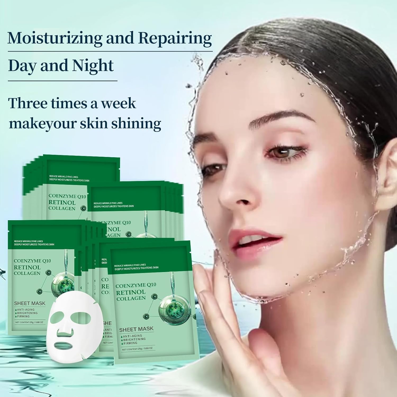 Mooyam 10 Pack Collagen Face Mask, Face Masks Skincare with Coenzyme Q10 Retinol Anti Aging Facial Masks Skin Care Hydrating Face Beauty Care Masks for Deep Repairing and Moisturizing Anti Wrinkles