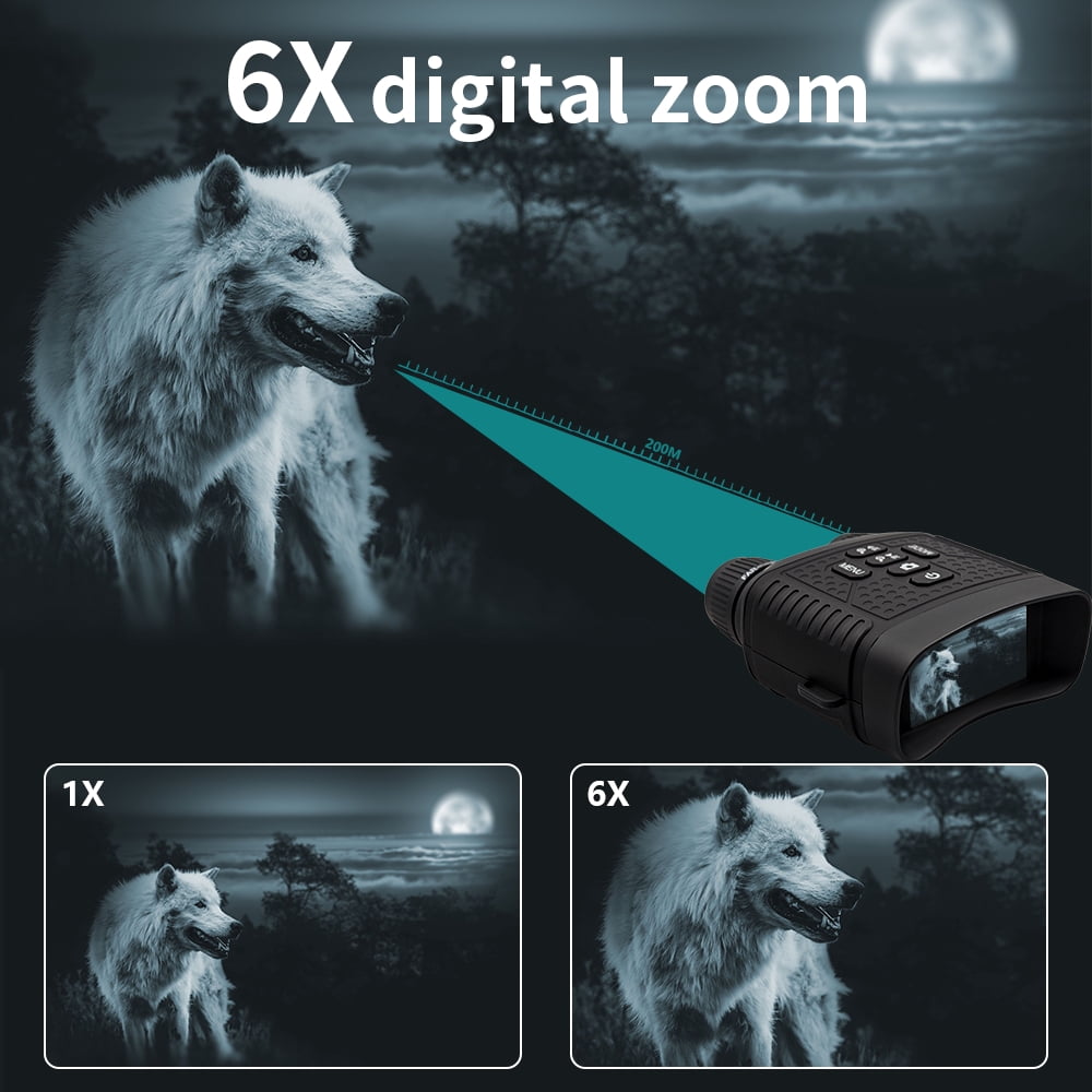 6X Digital Zoom Night Vision Binoculars for Adults - 3" Screen, Long Battery Life Night Vision Goggles, Ideal for Hunting, Camping, Security & Outdoor Low-Light Observation