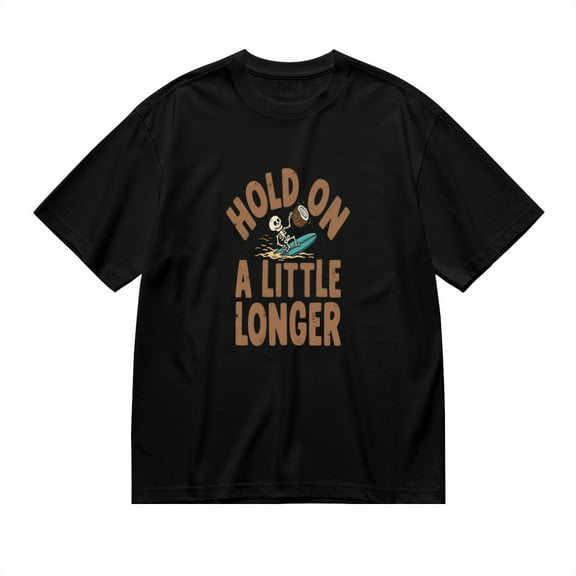 Vintage T Shirt, Hold On A Little Longer, Fun Skull Print 3,Cotton T-Shirt for Men, 23315632,Black, S