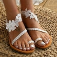 thumbnail image 3 of Womens Lace Flip Flops White Bohemian Beach Summer Slip on Flats Slipper Dress Sandals for Bride Wedding, 3 of 6
