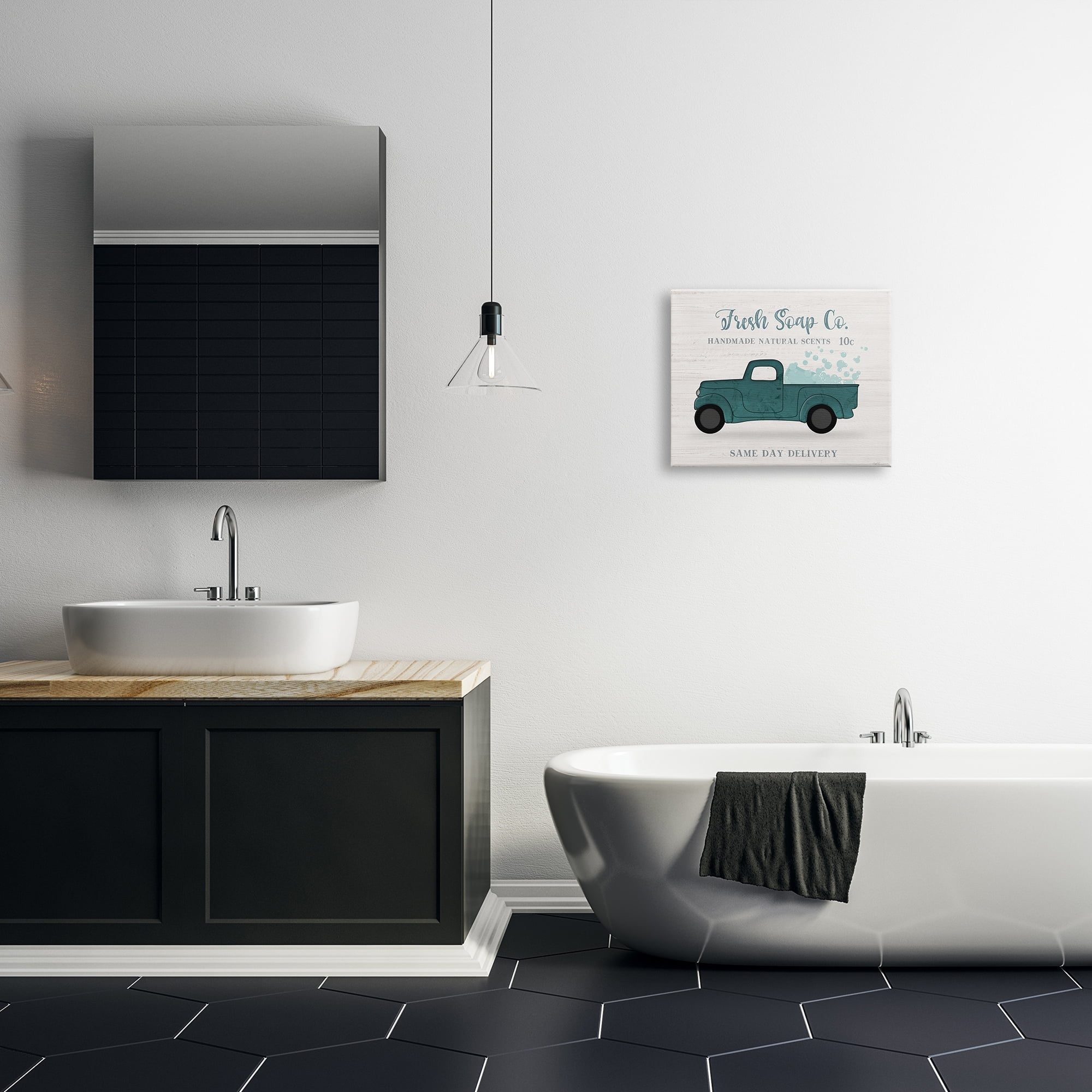 Stupell Industries Fresh Soap Co. Vintage Green Truck Bath Bubbles, 30 x 24, Design by Natalie Carpentieri