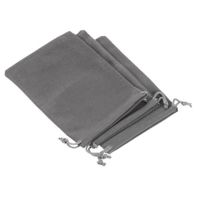 Unique Bargains 18x12cm Microfiber Pouch, 3Pcs Soft Storage Drawstring Gift Bag, Gray