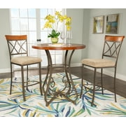 Powell Hamilton Round Pub Table, Matte Pewter and Bronze