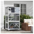 thumbnail image 2 of Catio Outdoor Cat Enclosure - Wheeled Cat House with Hammock, Fir Wood, Gray, 2 of 9