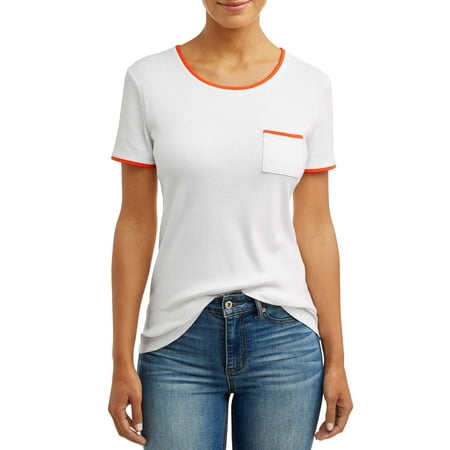 Women's Short Sleeve Vintage Scoopneck T-Shirt with (Best Short Sale Stocks)