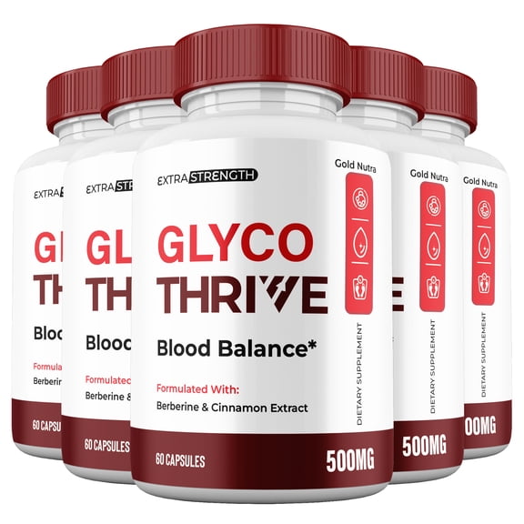 Glyco Thrive Balance Capsules, All Natural Premium Ingredients, Glyco Thrive Glycogen Balance Maximum Strength Blood Pills Berberine Supplement (5 Pack)