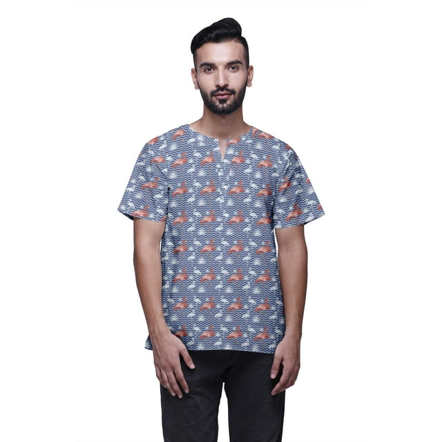 Atasi Keyhole Neck Indian Cotton Cambric Ethnic Kurta Wedding Kurta Men