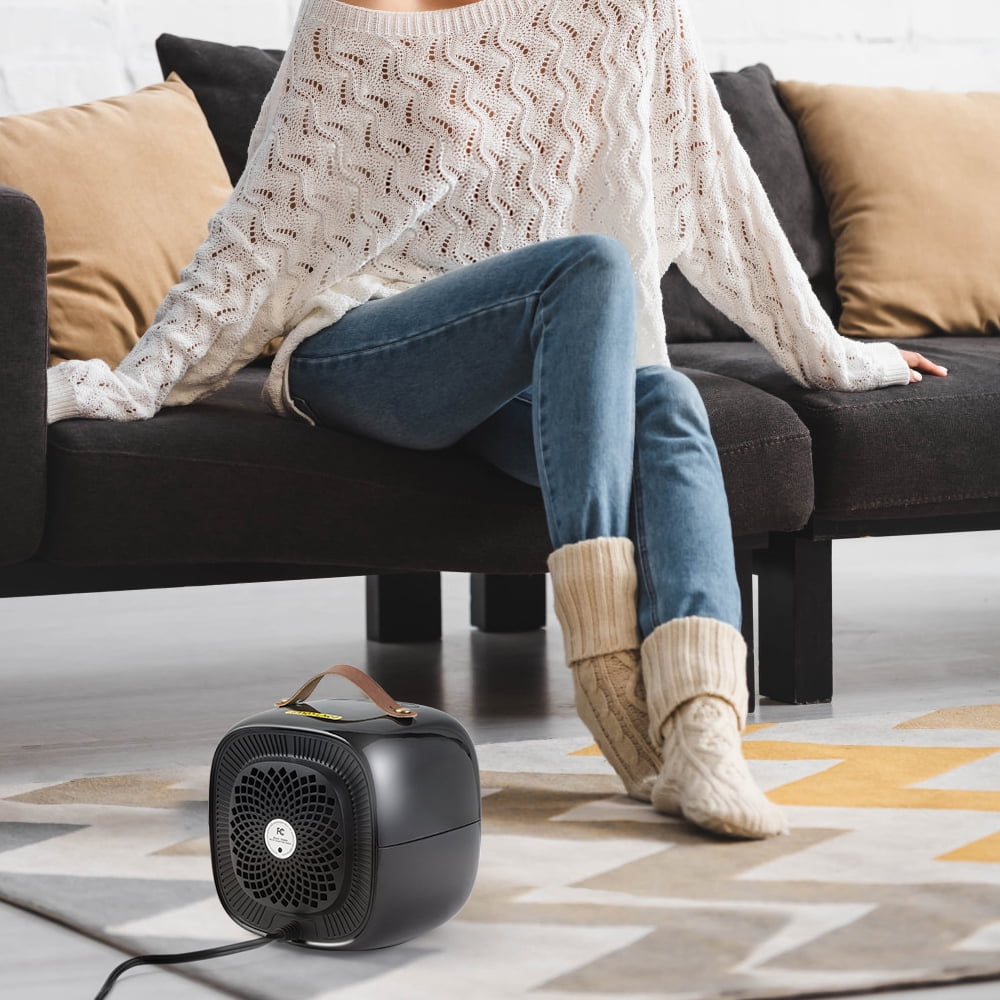2-Set Ceramic Space Heater with Thermostat, Overheat & Tip Over Protection, Indoor Use - Clear Black