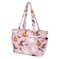 thumbnail image 2 of FORMRS Tote Bag for Women Quilted Large Capacity Travel Work Carry On Shoulder Handbag, Pink Halloween Ghosts, 2 of 7
