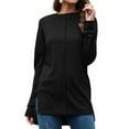 thumbnail image 4 of Chemise Unie à Manches Longues et Fente Latérale pour Femmes, 4 of 7