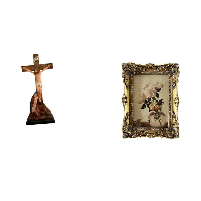 Estatua católica de María, figura de colección religiosa, marco de fotos, marco de fotos ornamentado de resina, adorno decorativo ún