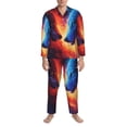 thumbnail image 3 of Naloa Red And Blue Fire Wolf Men’s Pajamas Set - Long Sleeve Button Down Sleep Shirt and Pajama Bottoms Sleepwear Set-XX-Large, 3 of 7